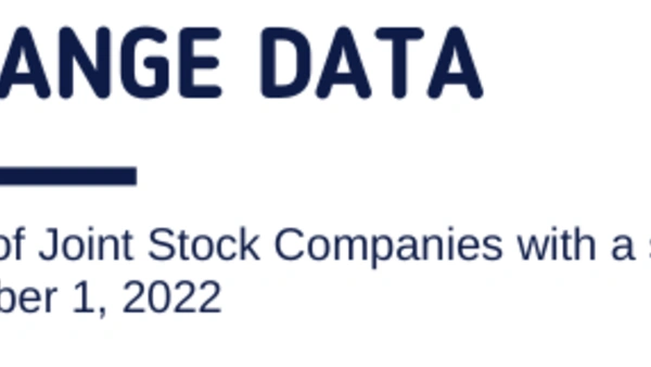 Exchange data. Overview of Stock Companies with a state share on November 1, 2022
