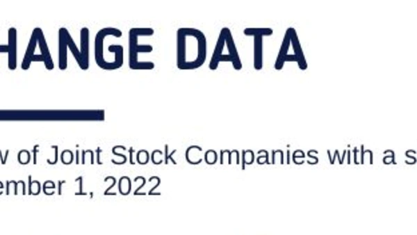 Exchange data. Overview of Stock Companies with a state share on September 1, 2022