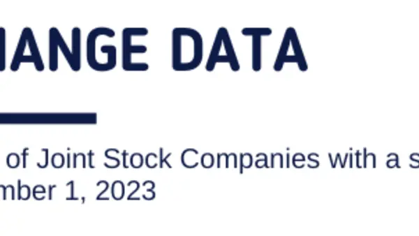 Exchange data. Overview of Stock Companies with a state share on September 1, 2023
