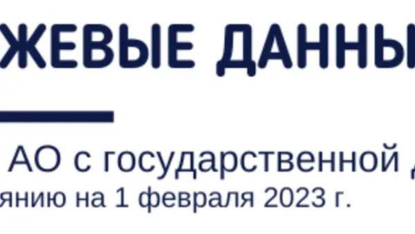 Биржевые данные. Обзор АО с государственной долей по состоянию на 1 февраля 2023 года